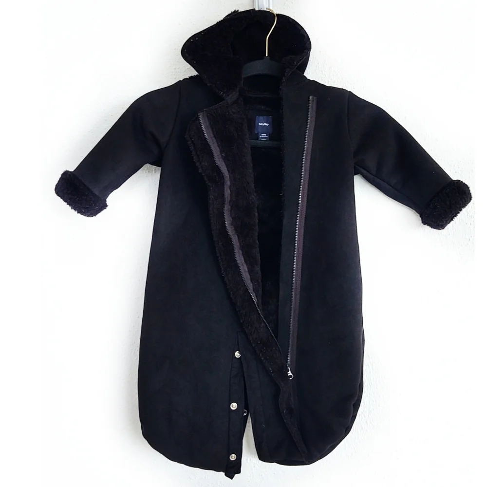 Baby Gap Faux Suede Fleece Lined Bunting Full Zip & Snap Legs Size 6-12 Months